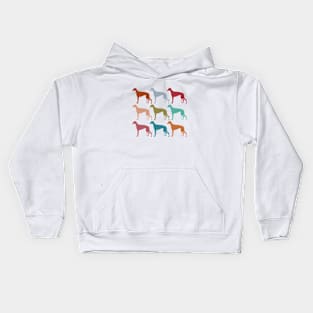 Greyhound Dogs in Rainbow Colors Kids Hoodie